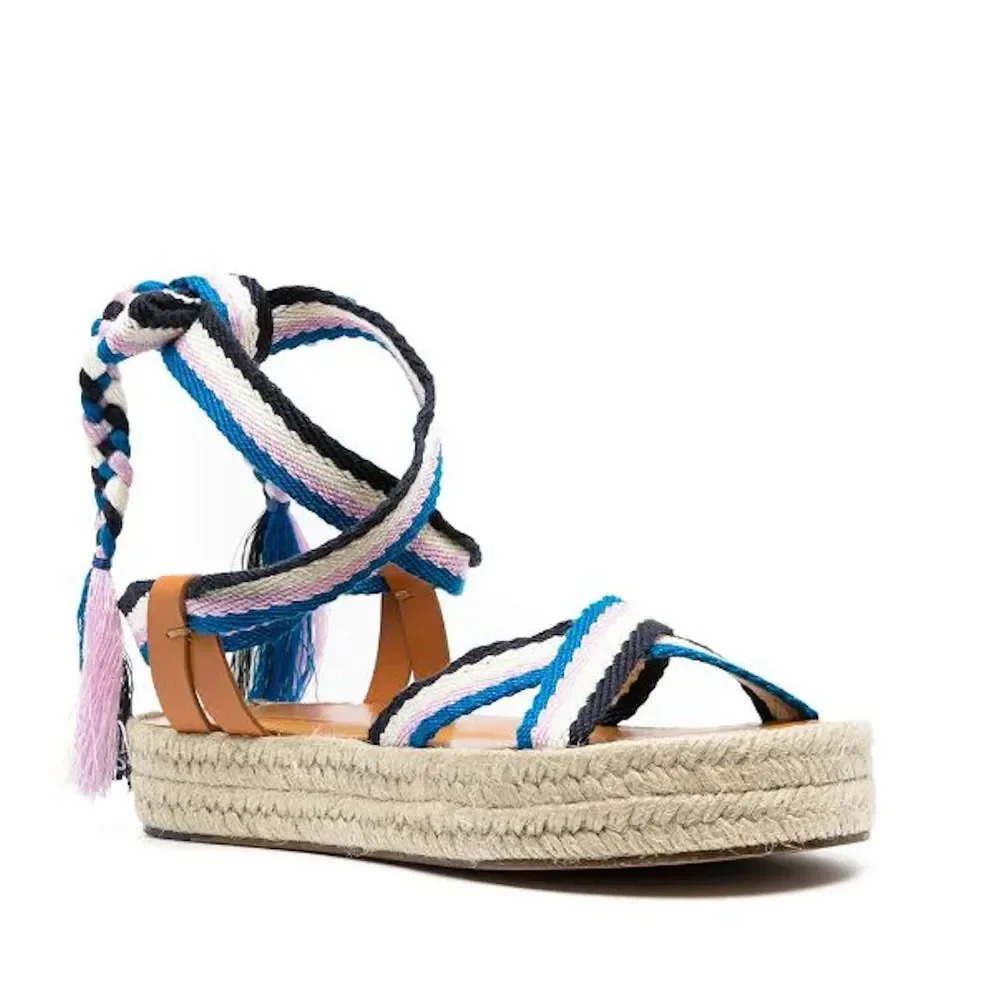 Isabel Marant Woven Wrap Strap Espadrille Sandals size 8